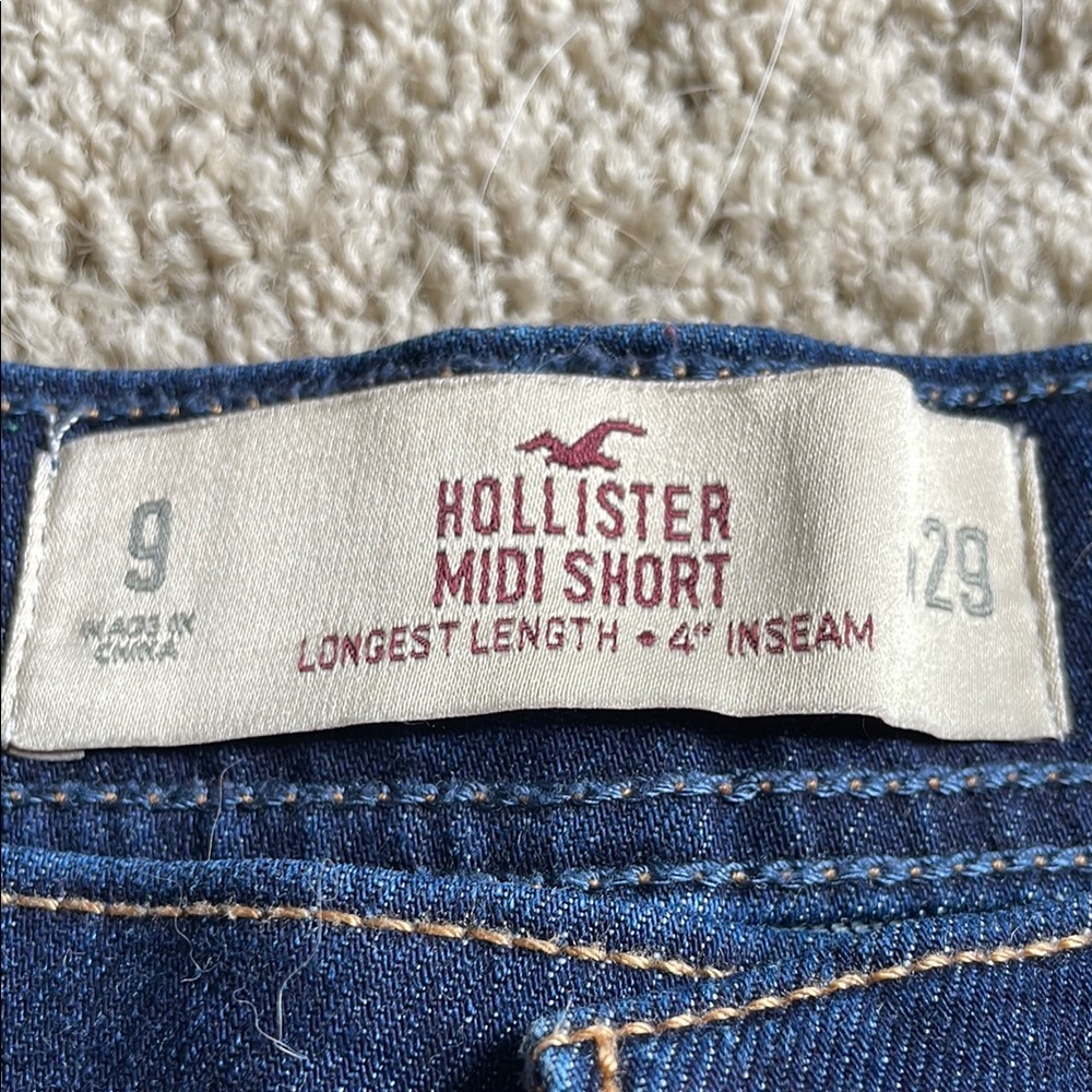 Hollister Blue Denim Midi Shorts